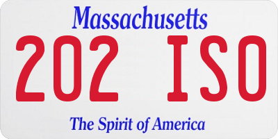 MA license plate 202IS0