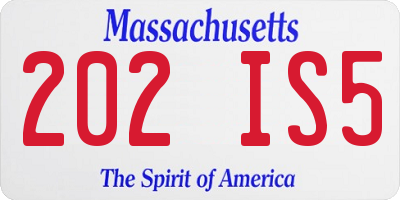MA license plate 202IS5