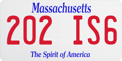 MA license plate 202IS6