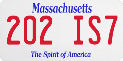 MA license plate 202IS7