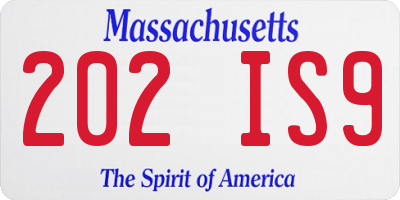 MA license plate 202IS9