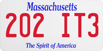 MA license plate 202IT3