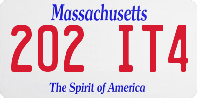 MA license plate 202IT4