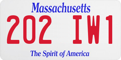 MA license plate 202IW1