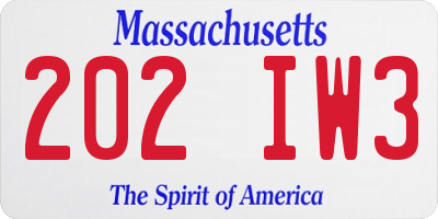 MA license plate 202IW3