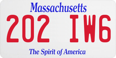 MA license plate 202IW6