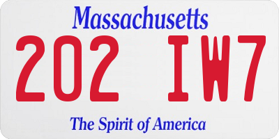 MA license plate 202IW7