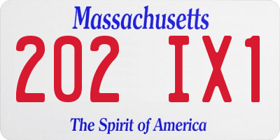 MA license plate 202IX1