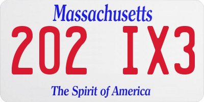 MA license plate 202IX3