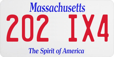 MA license plate 202IX4
