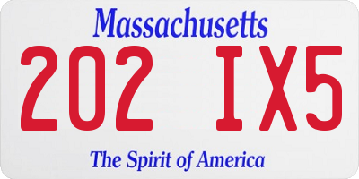 MA license plate 202IX5