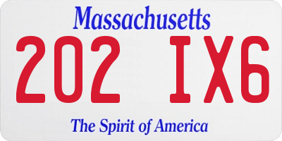 MA license plate 202IX6