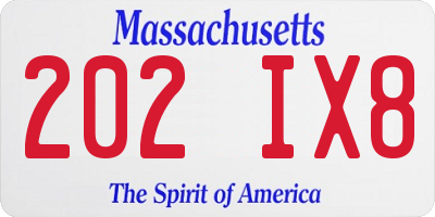 MA license plate 202IX8