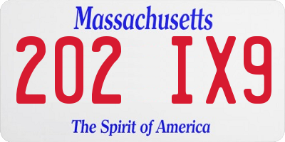 MA license plate 202IX9