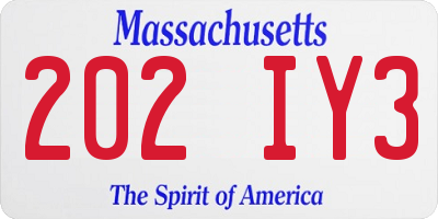 MA license plate 202IY3