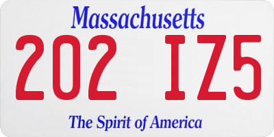 MA license plate 202IZ5