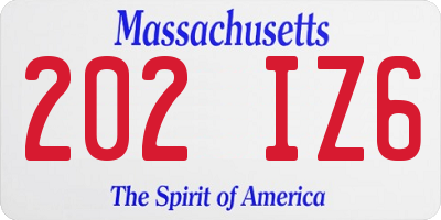 MA license plate 202IZ6