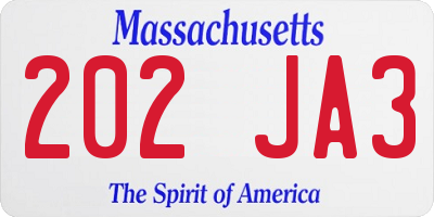 MA license plate 202JA3