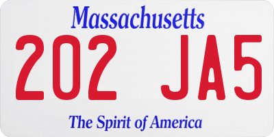 MA license plate 202JA5