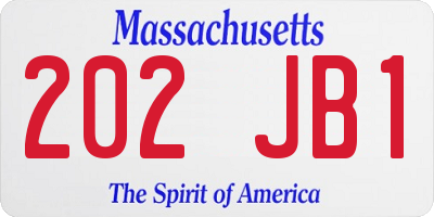 MA license plate 202JB1