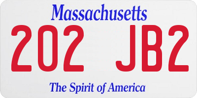 MA license plate 202JB2