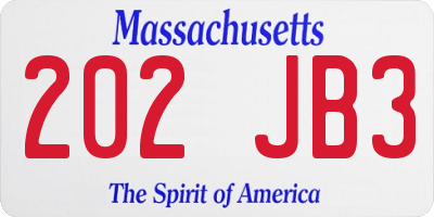 MA license plate 202JB3