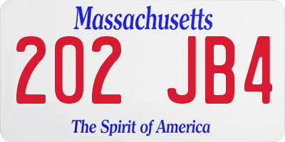 MA license plate 202JB4