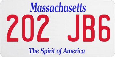 MA license plate 202JB6