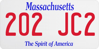 MA license plate 202JC2