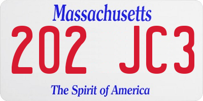 MA license plate 202JC3