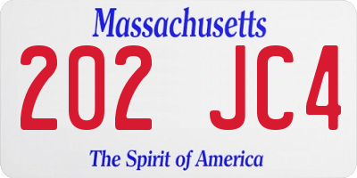 MA license plate 202JC4