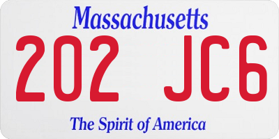 MA license plate 202JC6