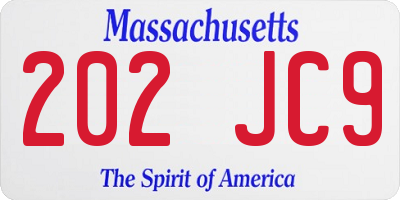 MA license plate 202JC9