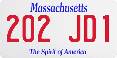 MA license plate 202JD1