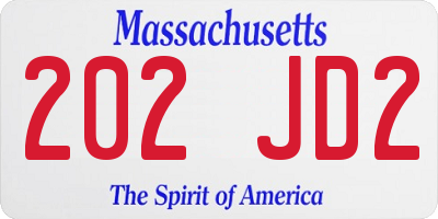 MA license plate 202JD2