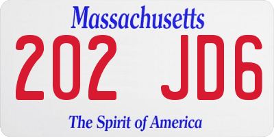 MA license plate 202JD6