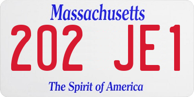 MA license plate 202JE1
