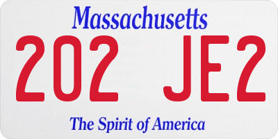 MA license plate 202JE2
