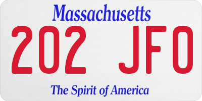 MA license plate 202JF0