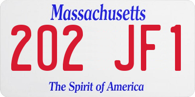 MA license plate 202JF1