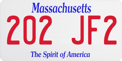 MA license plate 202JF2