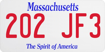 MA license plate 202JF3