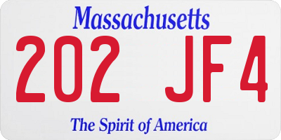 MA license plate 202JF4