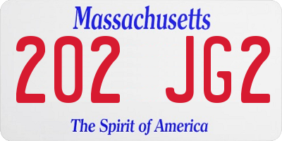 MA license plate 202JG2