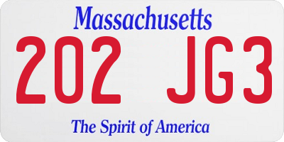 MA license plate 202JG3