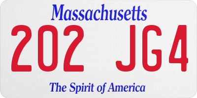 MA license plate 202JG4