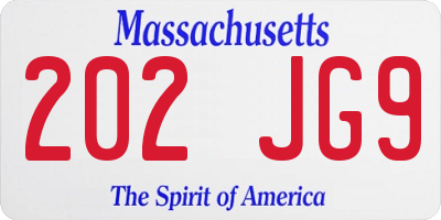 MA license plate 202JG9