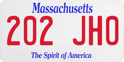 MA license plate 202JH0