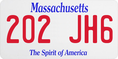 MA license plate 202JH6