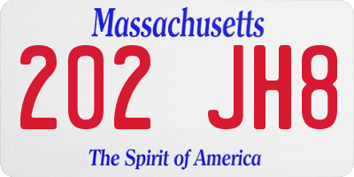MA license plate 202JH8
